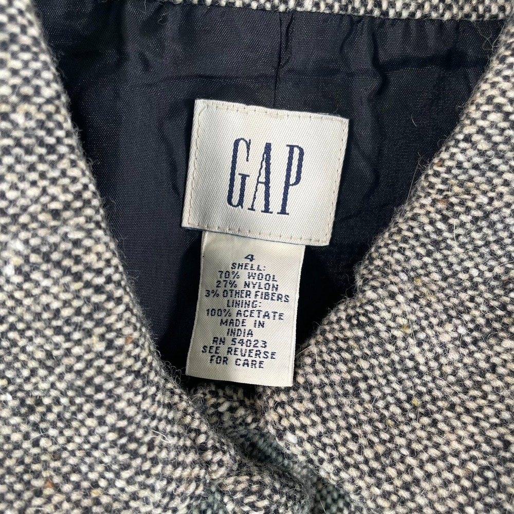 Vintage GAP Skirt & Jacket 2 Piece Set Women 4 Grey Wool Blend Pleated Tweed - Picture 2 of 16